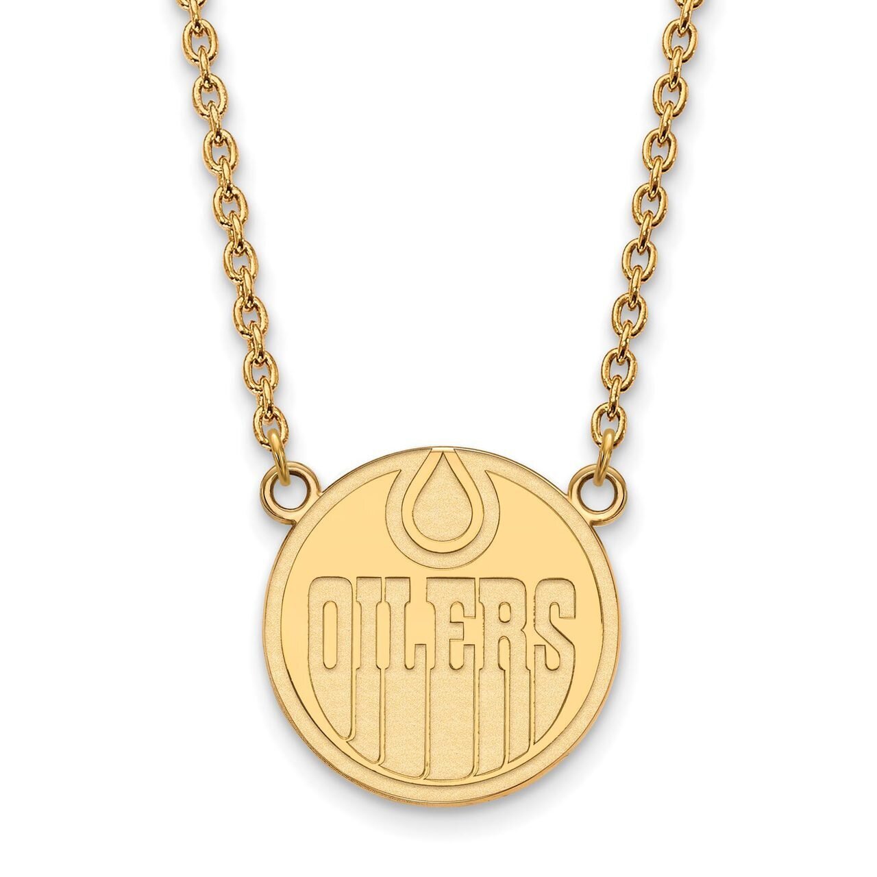 Edmonton Oilers Large Pendant with Chain Necklace 14k Yellow Gold 4Y008OIL-18, MPN: 4Y008OIL-18, 88…