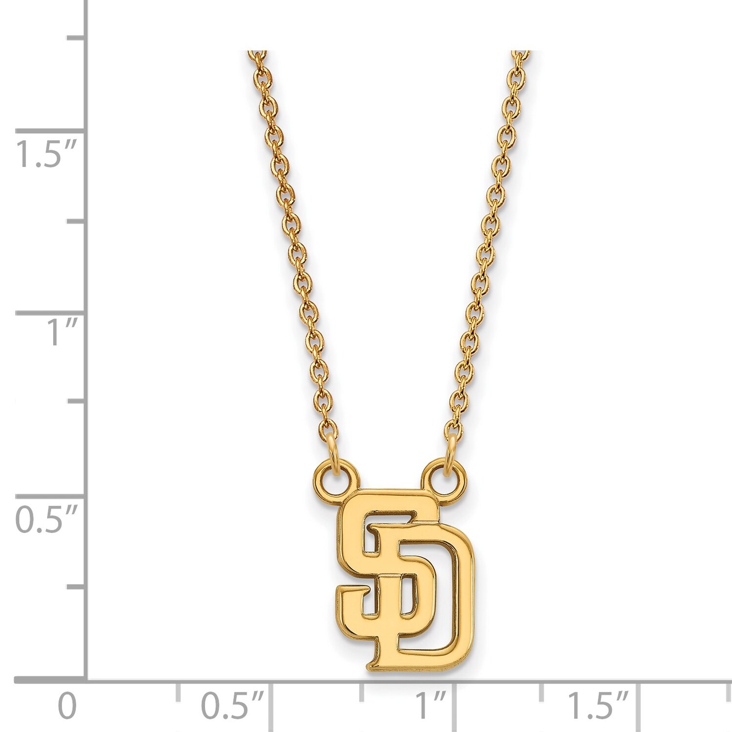 San Diego Padres Small Pendant with Chain Necklace 14k Yellow Gold 4Y008PAD-18