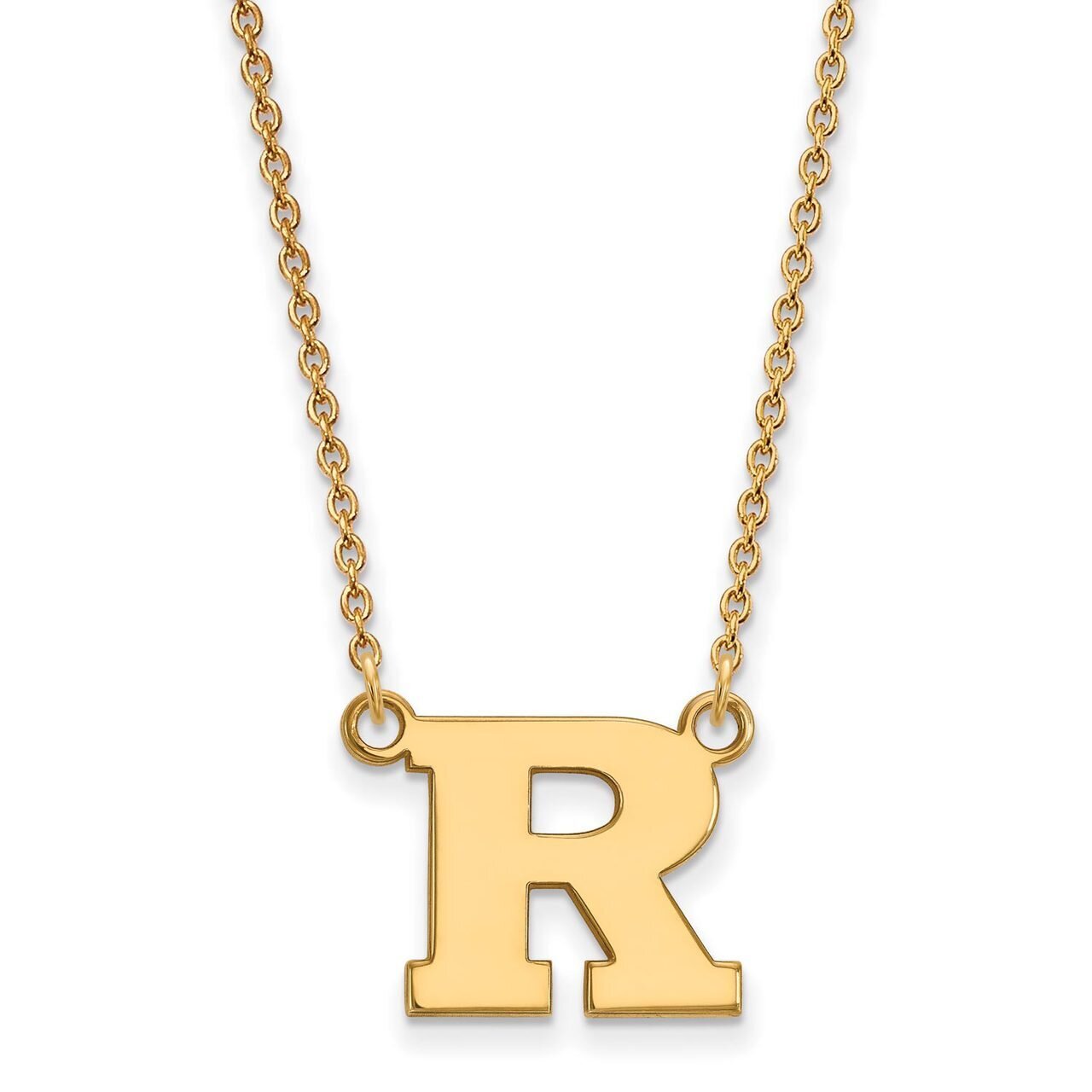Rutgers Small Pendant with Chain Necklace 14k Yellow Gold 4Y008RUT-18