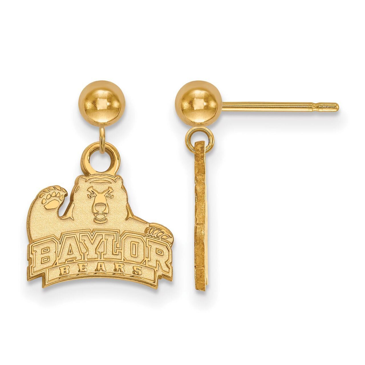 Baylor University Earring Dangle Ball 14k Yellow Gold 4Y009BU