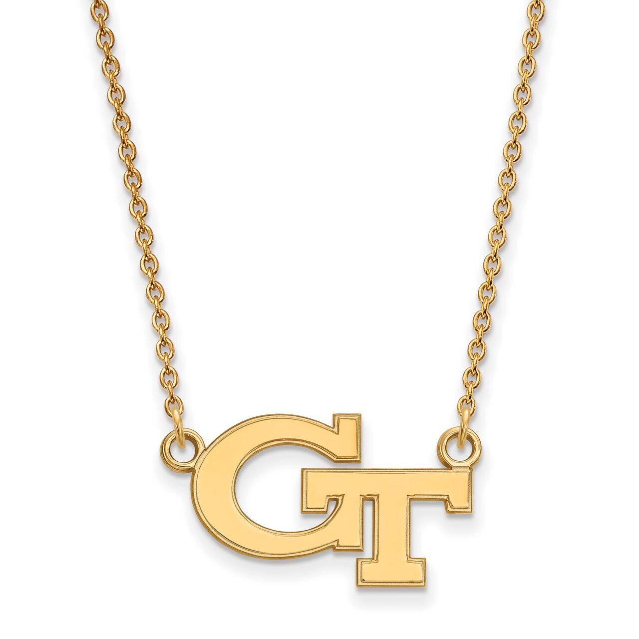 Georgia Institute of Technology Small Pendant with Chain Necklace 14k Yellow Gold 4Y009GT-18