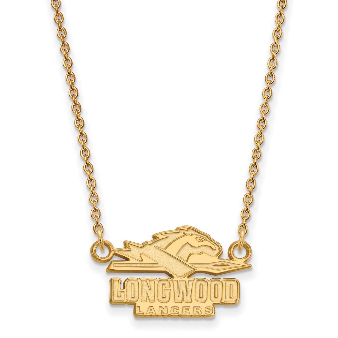 Longwood University Small Pendant with Chain Necklace 14k Yellow Gold 4Y009LOC-18
