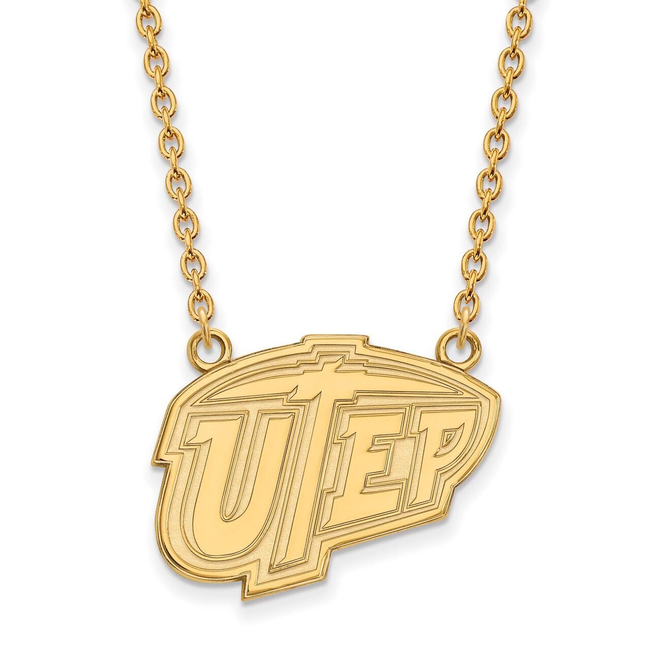 The University of Texas at El Paso Large Pendant with Chain Necklace 14k Yellow Gold 4Y009UTE-18
