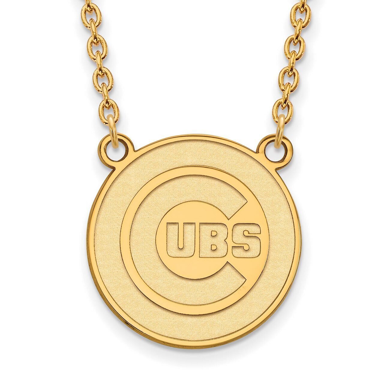 Chicago Cubs Large Pendant with Chain Necklace 14k Yellow Gold 4Y010CUB-18
