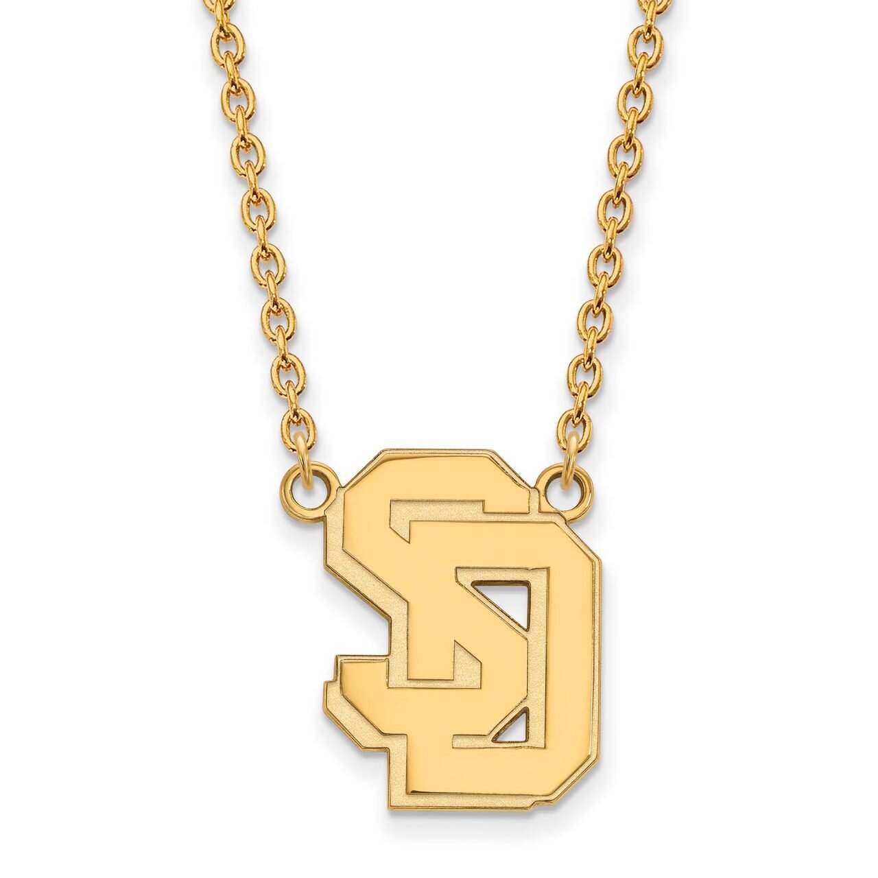 University of South Dakota Large Pendant with Chain Necklace 14k Yellow Gold 4Y010USD-18