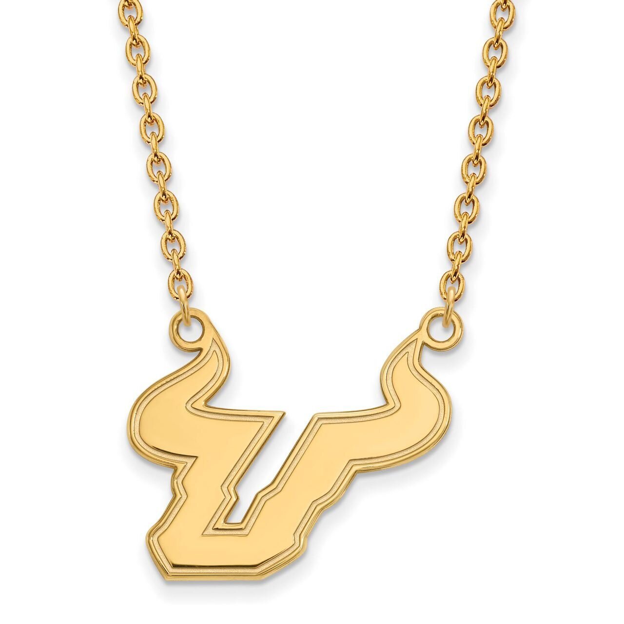 University of South Florida Large Pendant with Chain Necklace 14k Yellow Gold 4Y010USFL-18