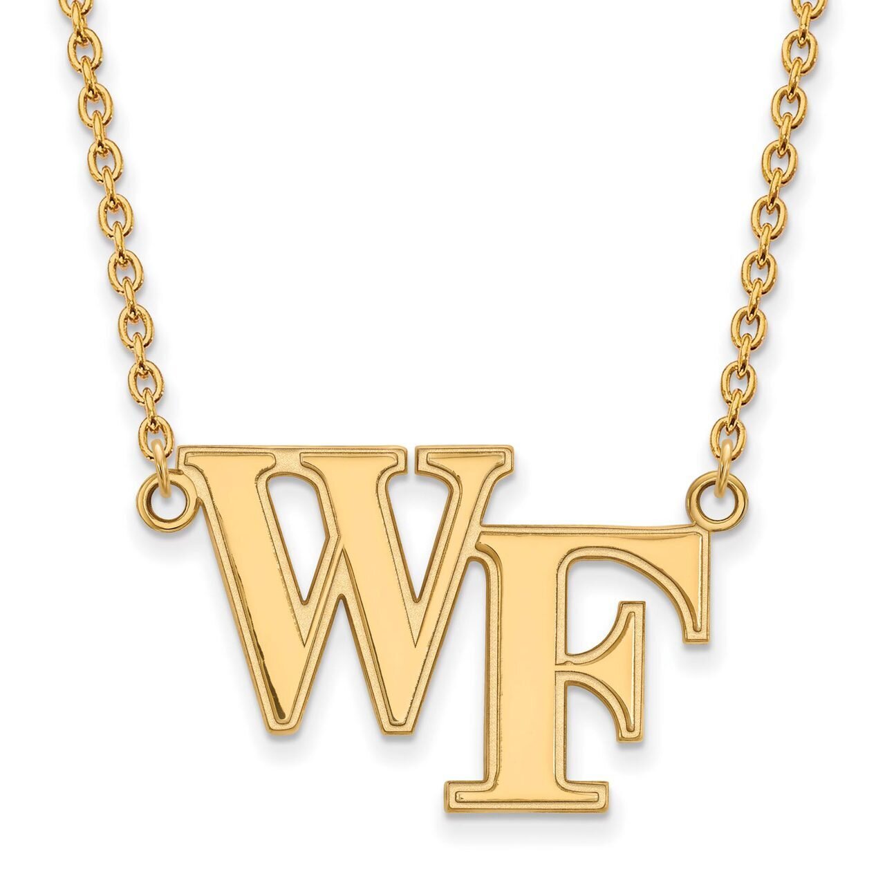 Wake Forest University Large Pendant with Chain Necklace 14k Yellow Gold 4Y010WFU-18