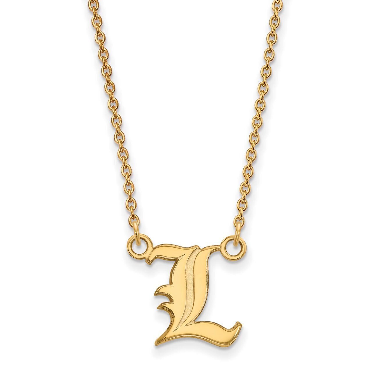 14K Yellow Gold LogoArt University of Louisville Small Pendant Necklace 4Y011UL18A