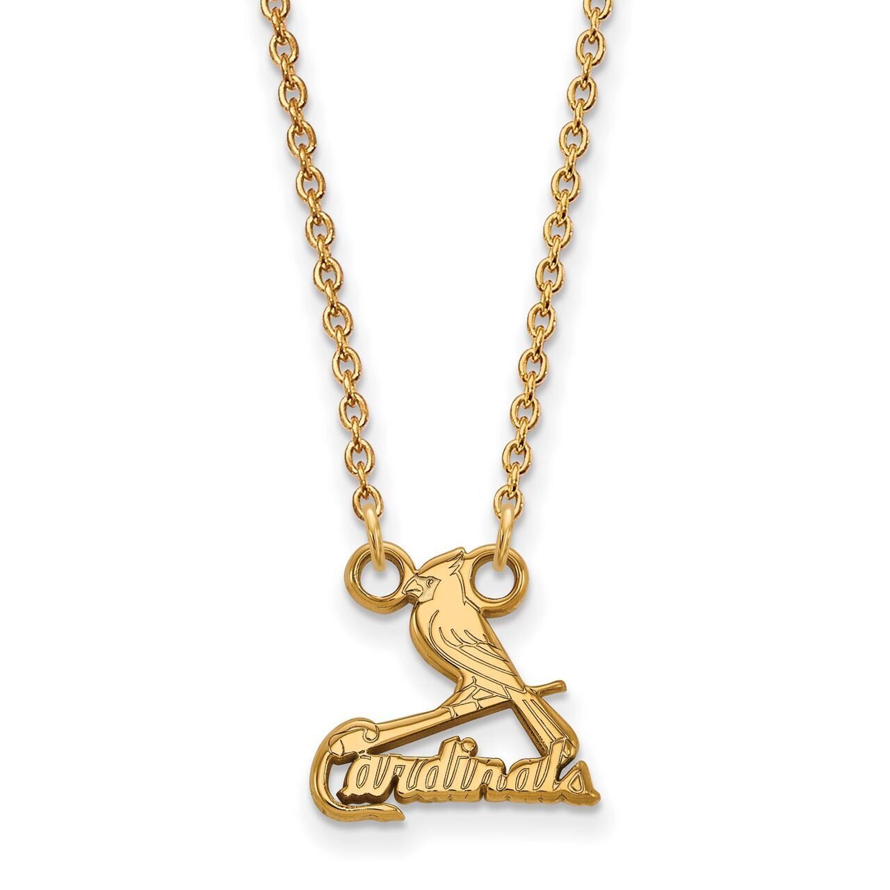 Saint Louis Cardinals Small Pendant with Chain Necklace 14k Yellow Gold 4Y013CRD-18