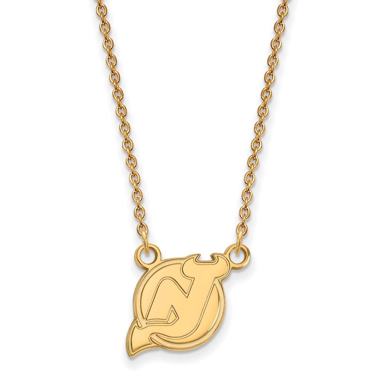 New Jersey Devils Small Pendant with Chain Necklace 14k Yellow Gold 4Y013DVL-18