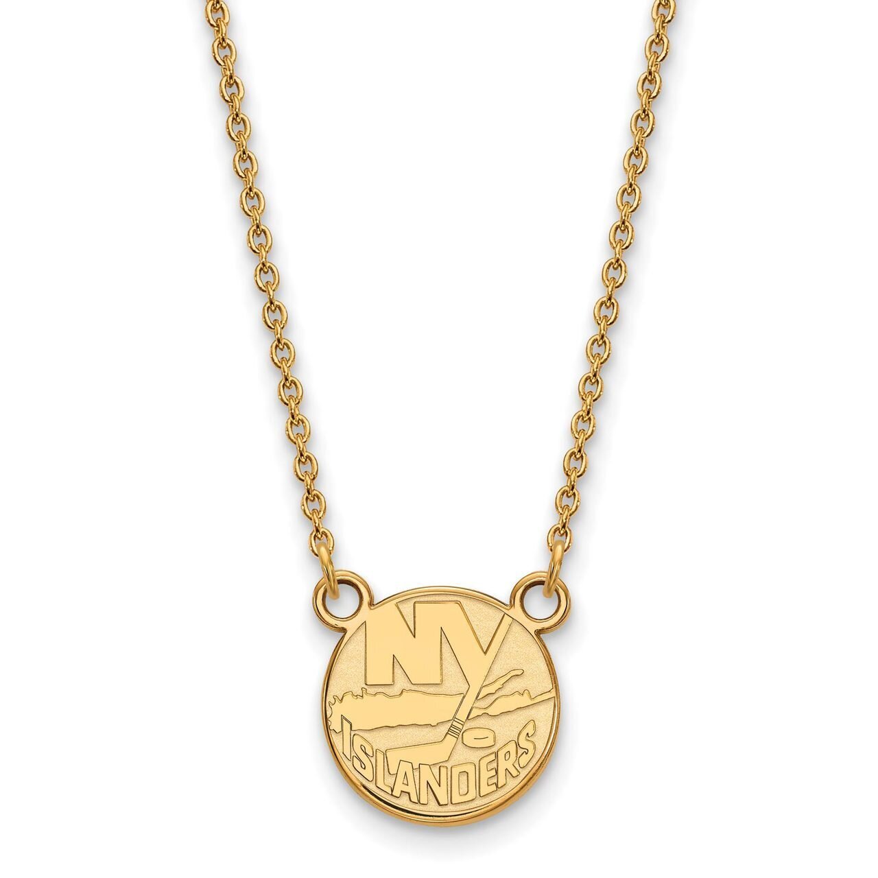 New York Islanders Small Pendant with Chain Necklace 14k Yellow Gold 4Y013ISL-18, MPN: 4Y013ISL-18,…