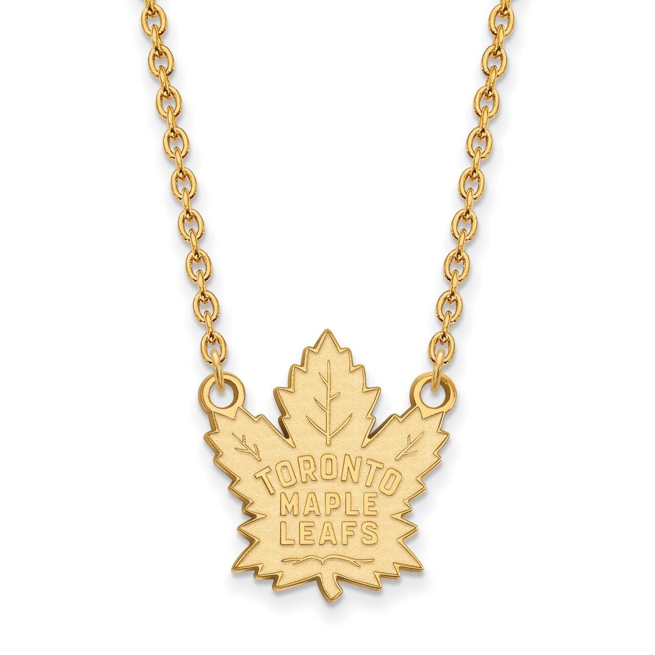 Toronto Maple Leafs Large Pendant with Chain Necklace 14k Yellow Gold 4Y013MLE-18