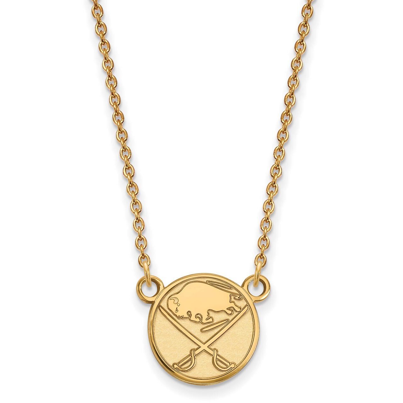 Buffalo Sabres Small Pendant with Chain Necklace 14k Yellow Gold 4Y013SAB-18