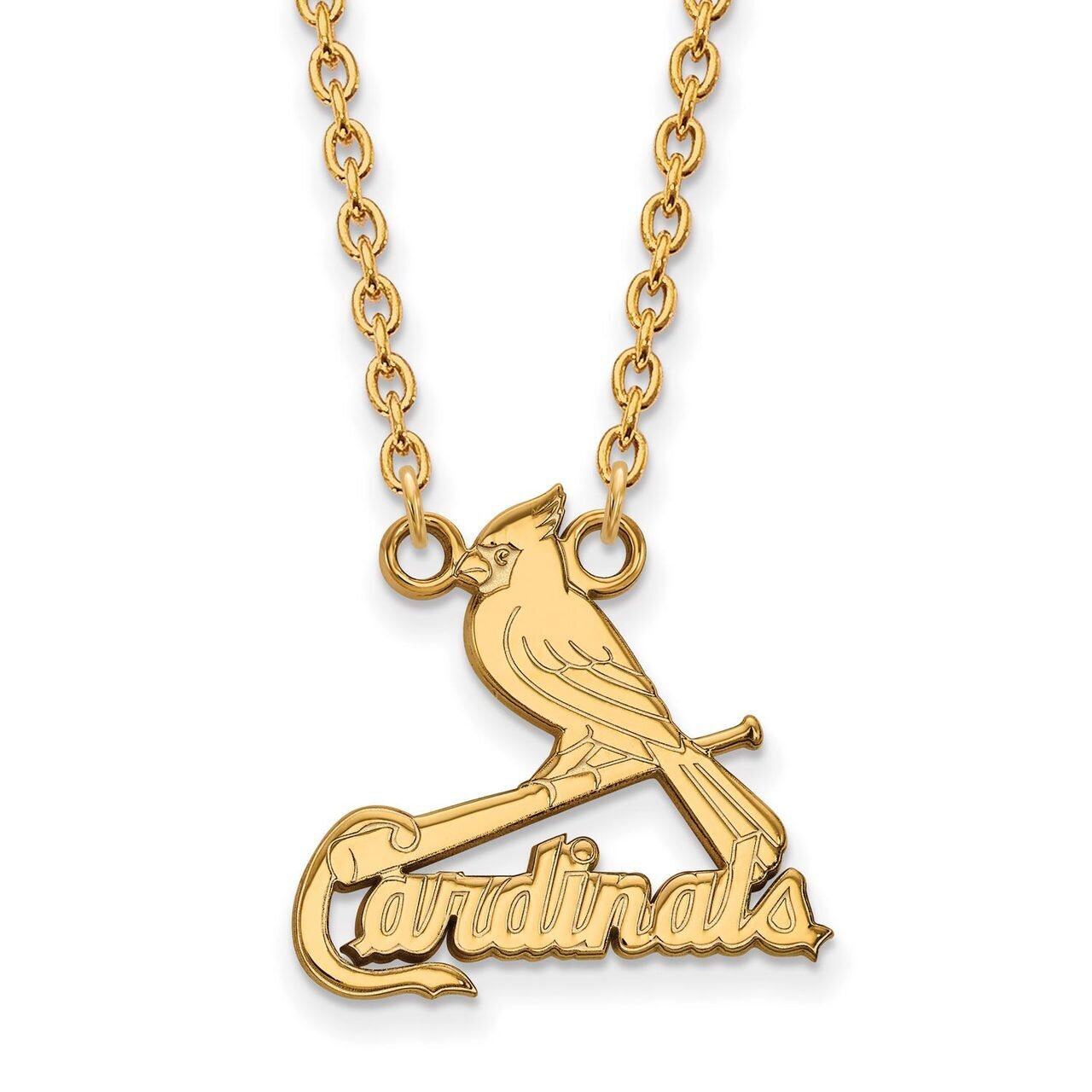Saint Louis Cardinals Large Pendant with Chain Necklace 14k Yellow Gold 4Y014CRD-18