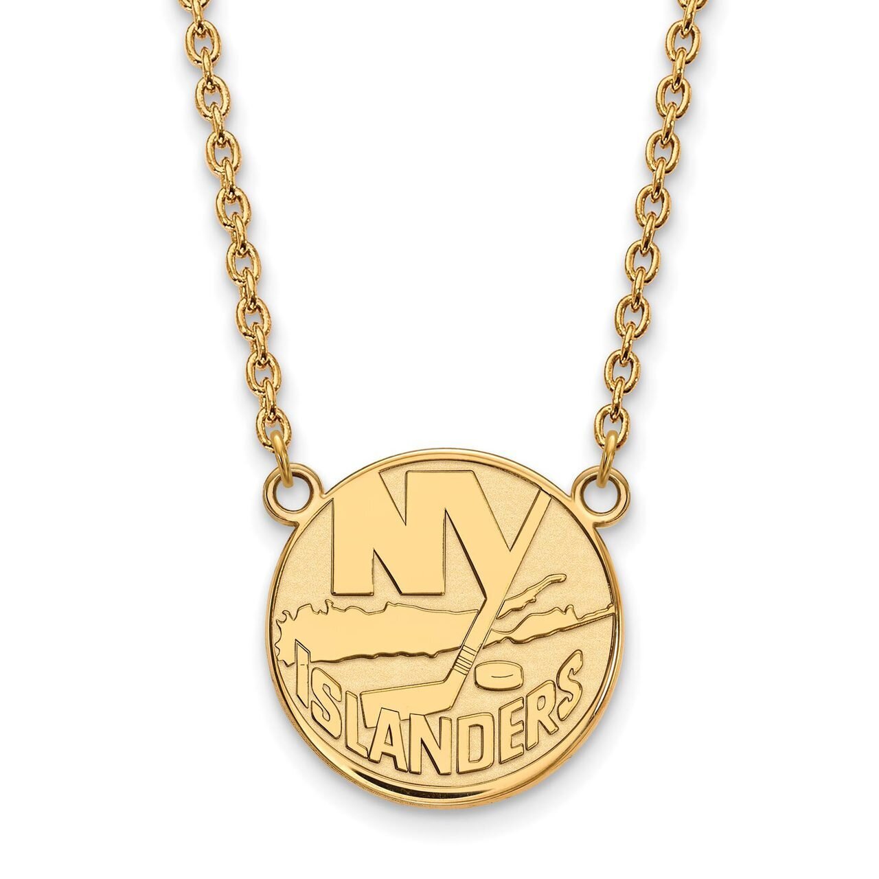 New York Islanders Large Pendant with Chain Necklace 14k Yellow Gold 4Y014ISL-18, MPN: 4Y014ISL-18,…