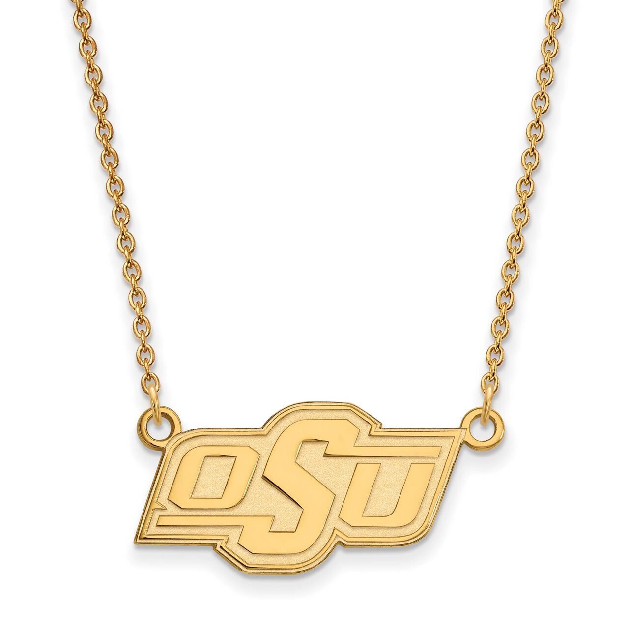 Oklahoma State University Small Pendant with Chain Necklace 14k Yellow Gold 4Y014OKS-18