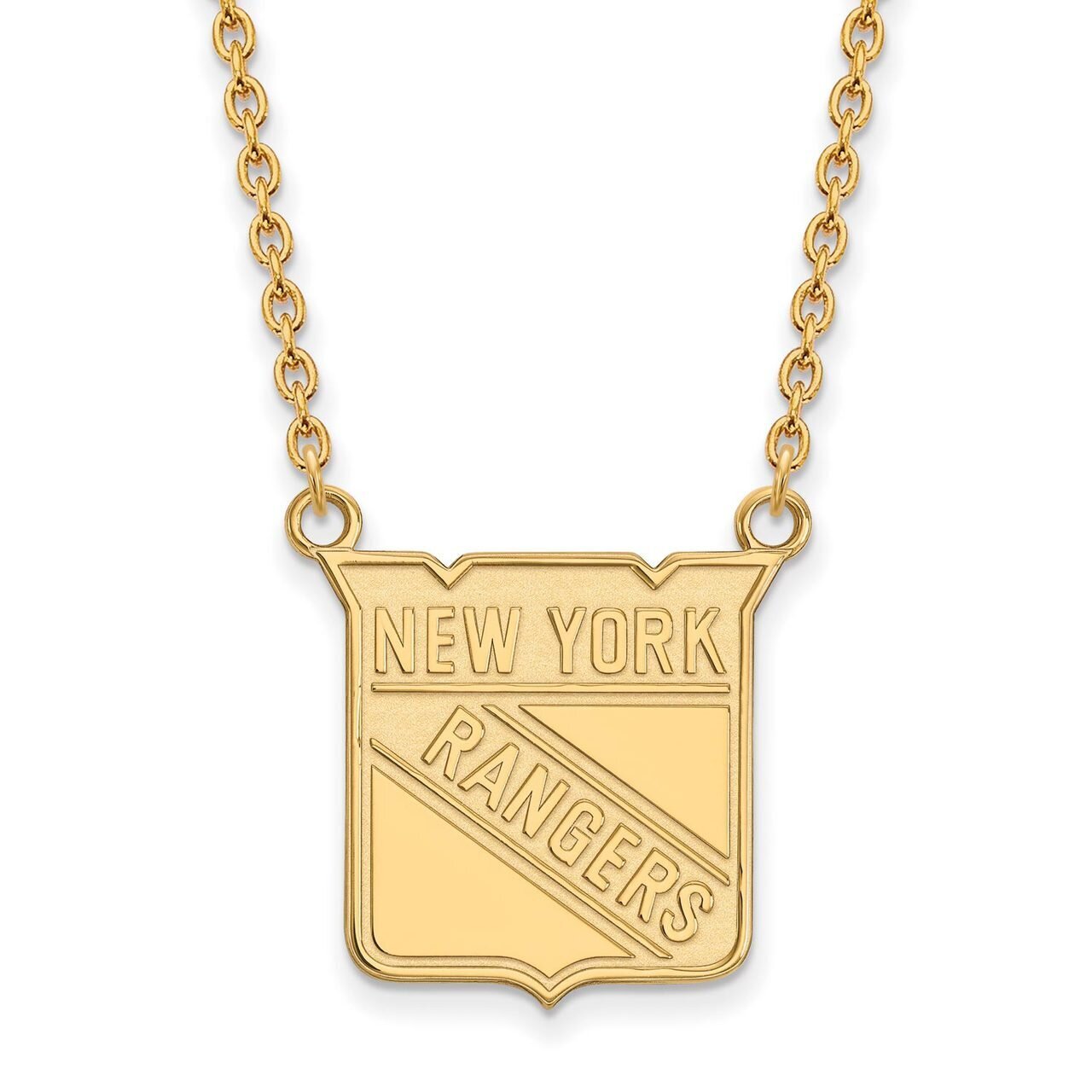 New York Rangers Large Pendant with Chain Necklace 14k Yellow Gold 4Y014RNG-18