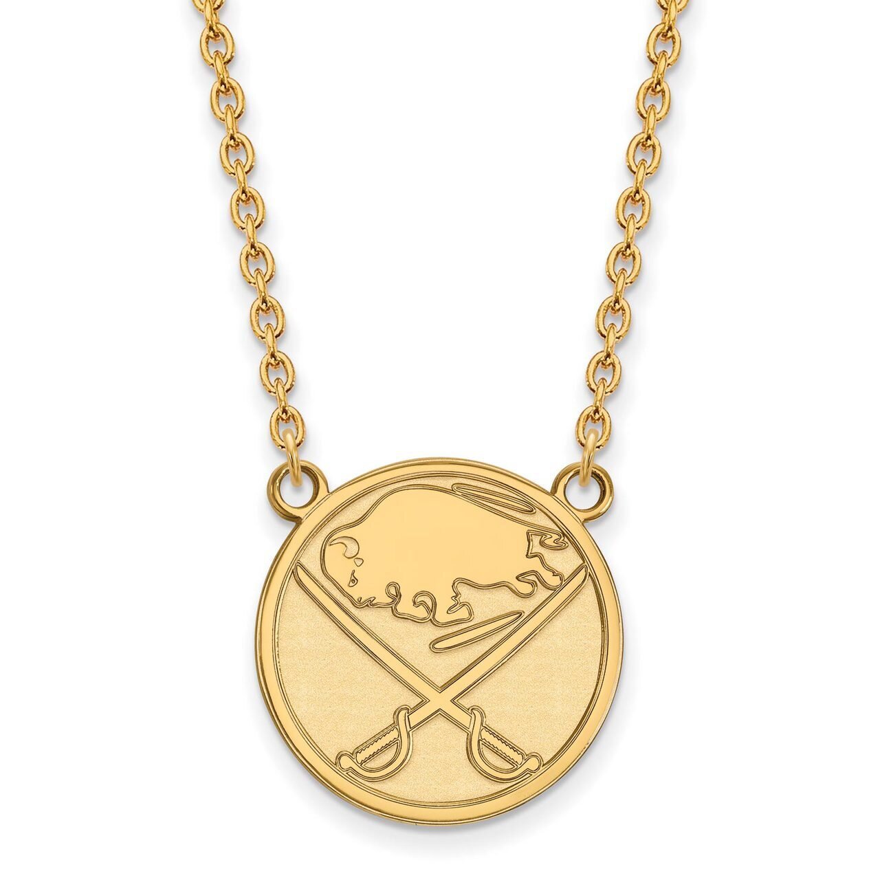Buffalo Sabres Large Pendant with Chain Necklace 14k Yellow Gold 4Y014SAB-18, MPN: 4Y014SAB-18, 886…
