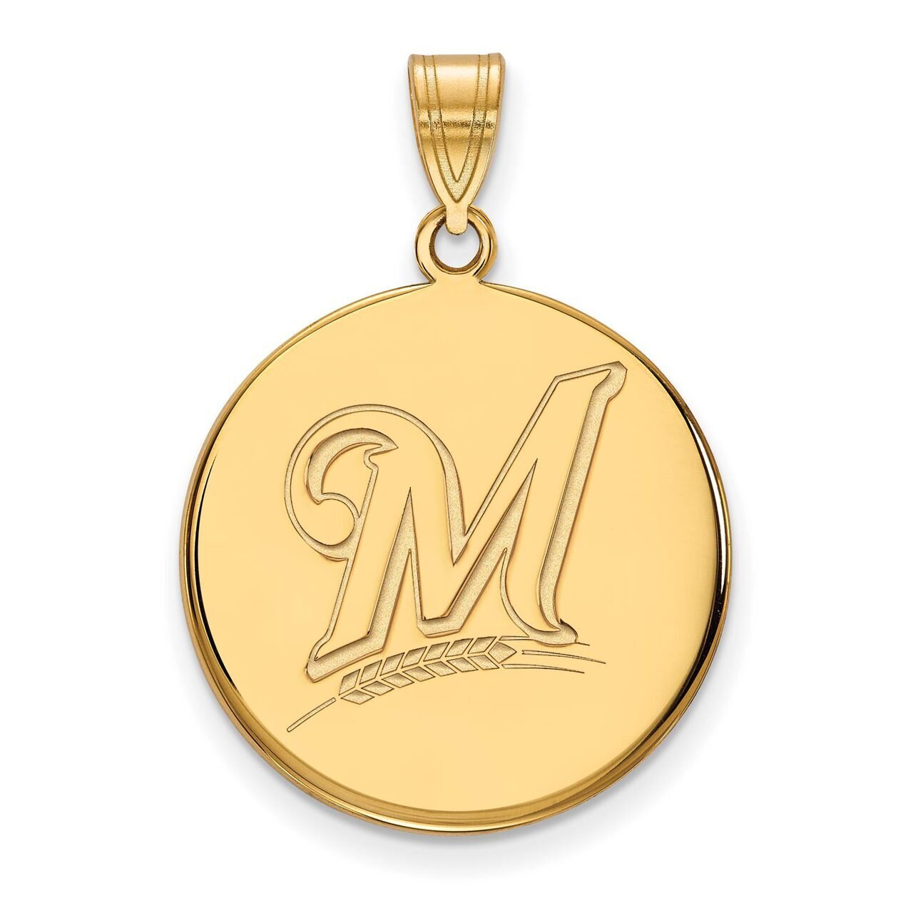 Milwaukee Brewers Large Disc Pendant 14k Yellow Gold 4Y015BRE, MPN: 4Y015BRE, 886774873176