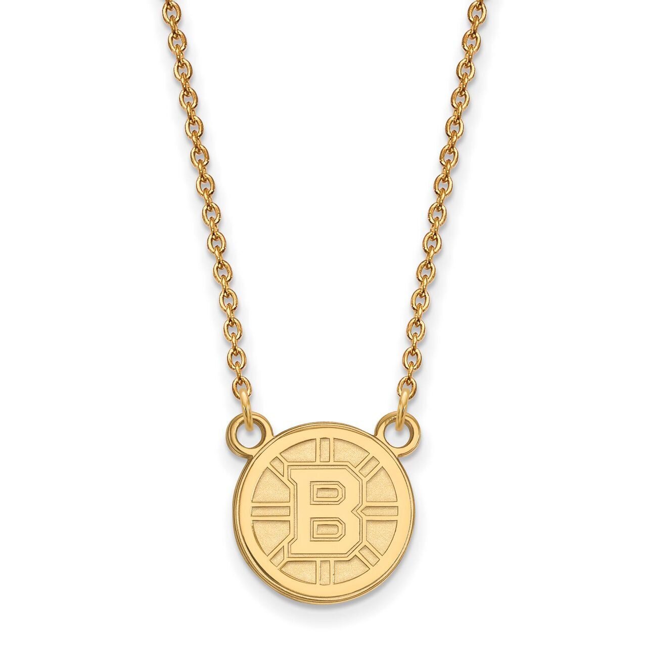 Boston Bruins Small Pendant with Chain Necklace 14k Yellow Gold 4Y015BRI-18
