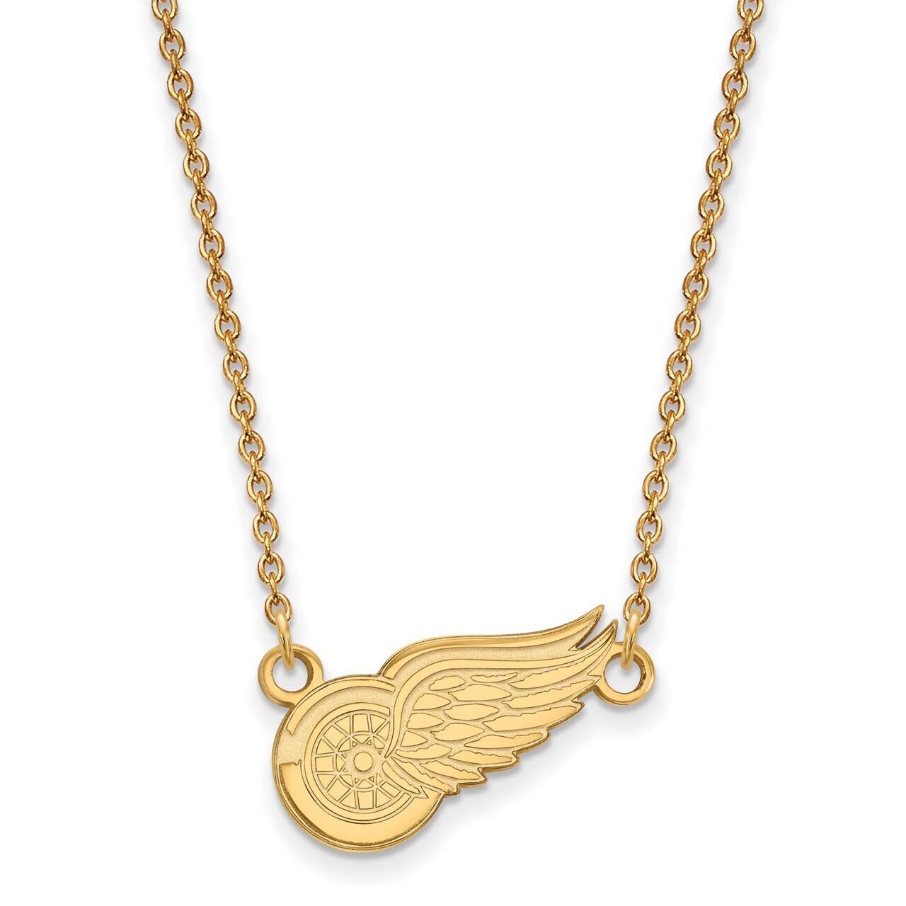 Detroit Red Wings Small Pendant with Chain Necklace 14k Yellow Gold 4Y015RWI-18