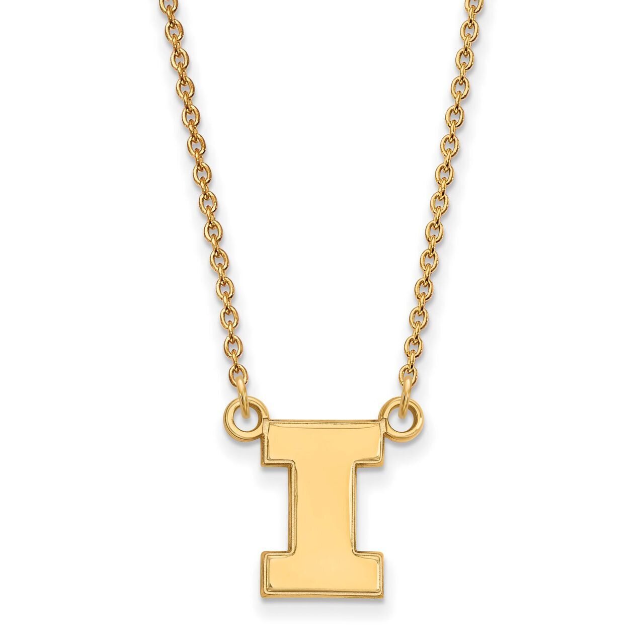 University of Illinois Small Pendant with Chain Necklace 14k Yellow Gold 4Y015UIL-18