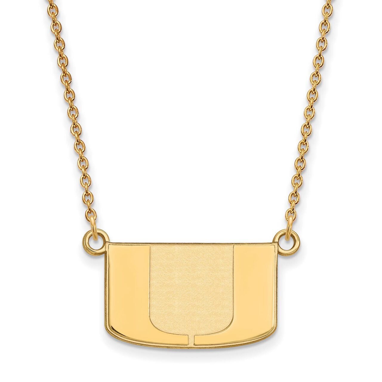 University of Miami Small Pendant with Chain Necklace 14k Yellow Gold 4Y015UMF-18, MPN: 4Y015UMF-18…