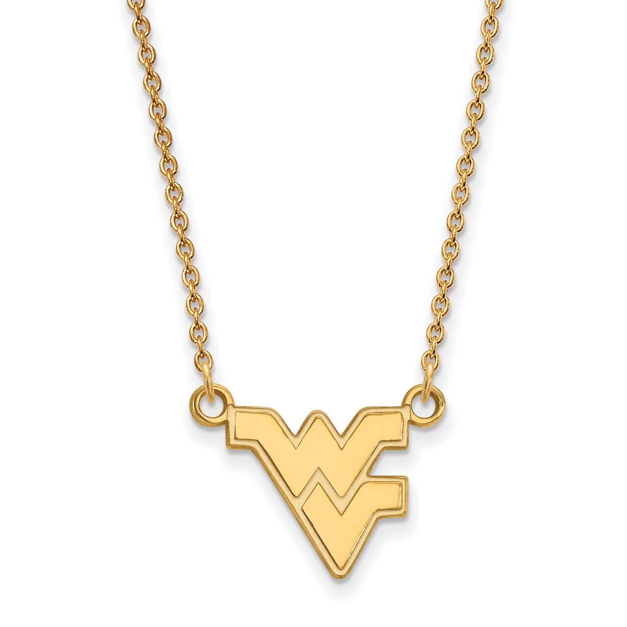 West Virginia University Small Pendant with Chain Necklace 14k Yellow Gold 4Y015WVU-18