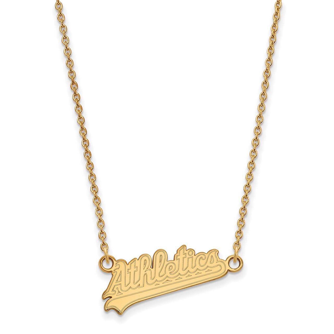 Oakland Athletics Small Pendant with Chain Necklace 14k Yellow Gold 4Y016ATH-18