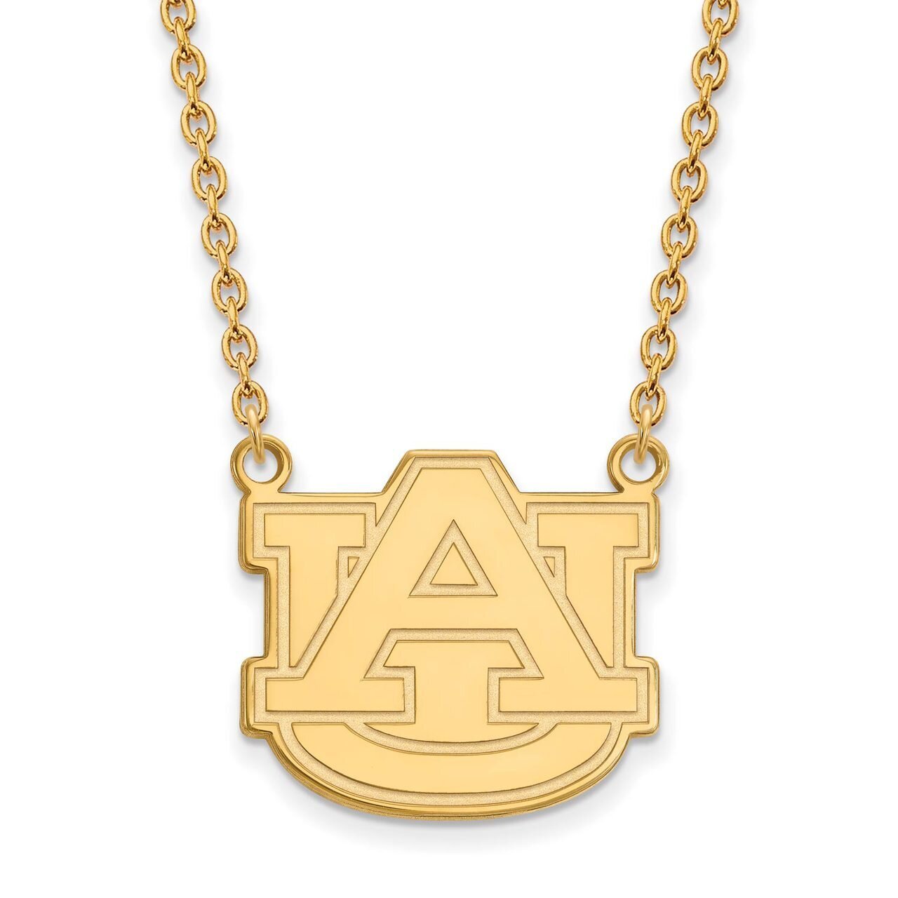 Auburn University Large Pendant with Chain Necklace 14k Yellow Gold 4Y016AU-18