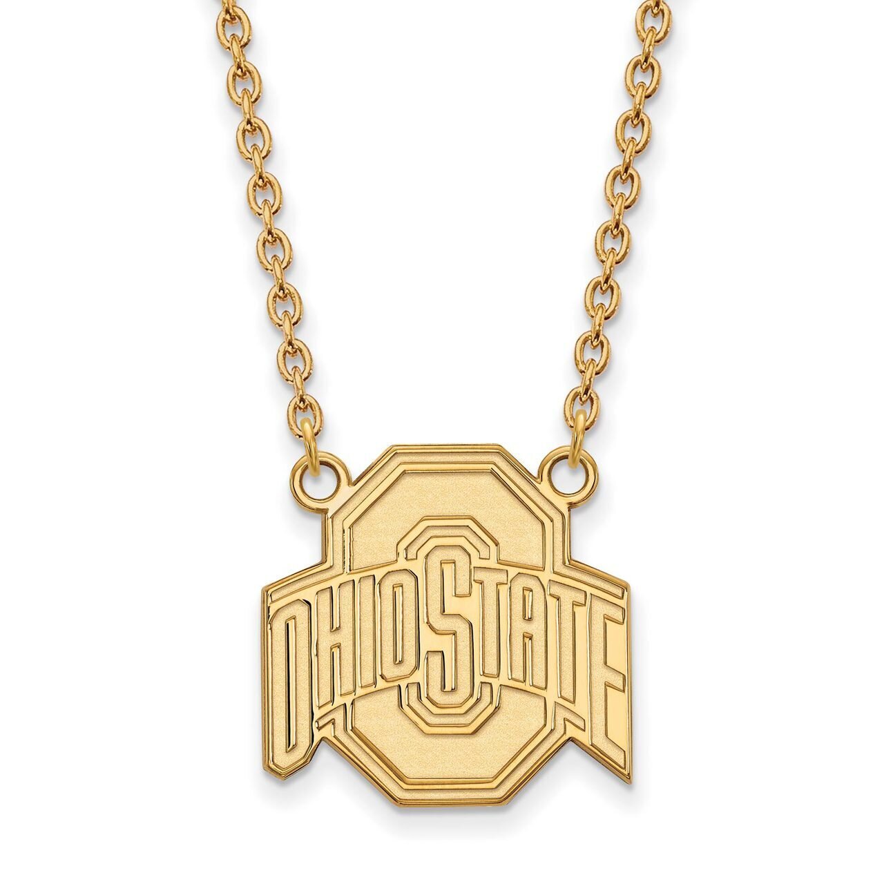Ohio State University Large Pendant with Chain Necklace 14k Yellow Gold 4Y016OSU-18
