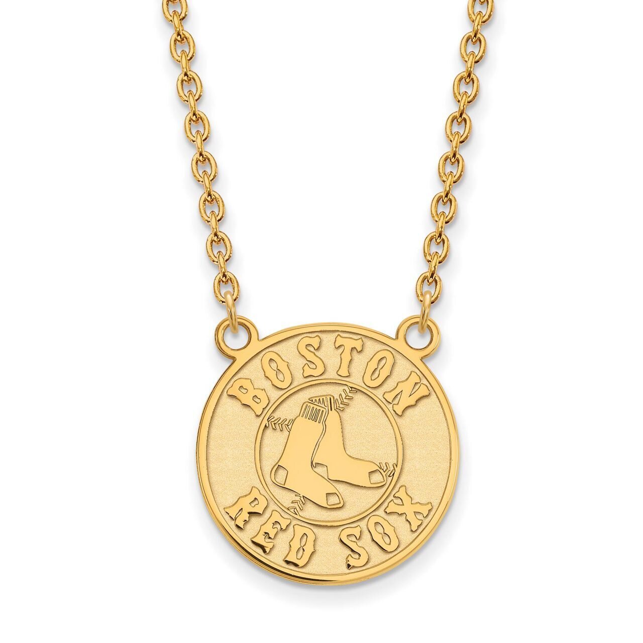 Boston Red Sox Large Pendant with Chain Necklace 14k Yellow Gold 4Y016RSO-18, MPN: 4Y016RSO-18, 886…