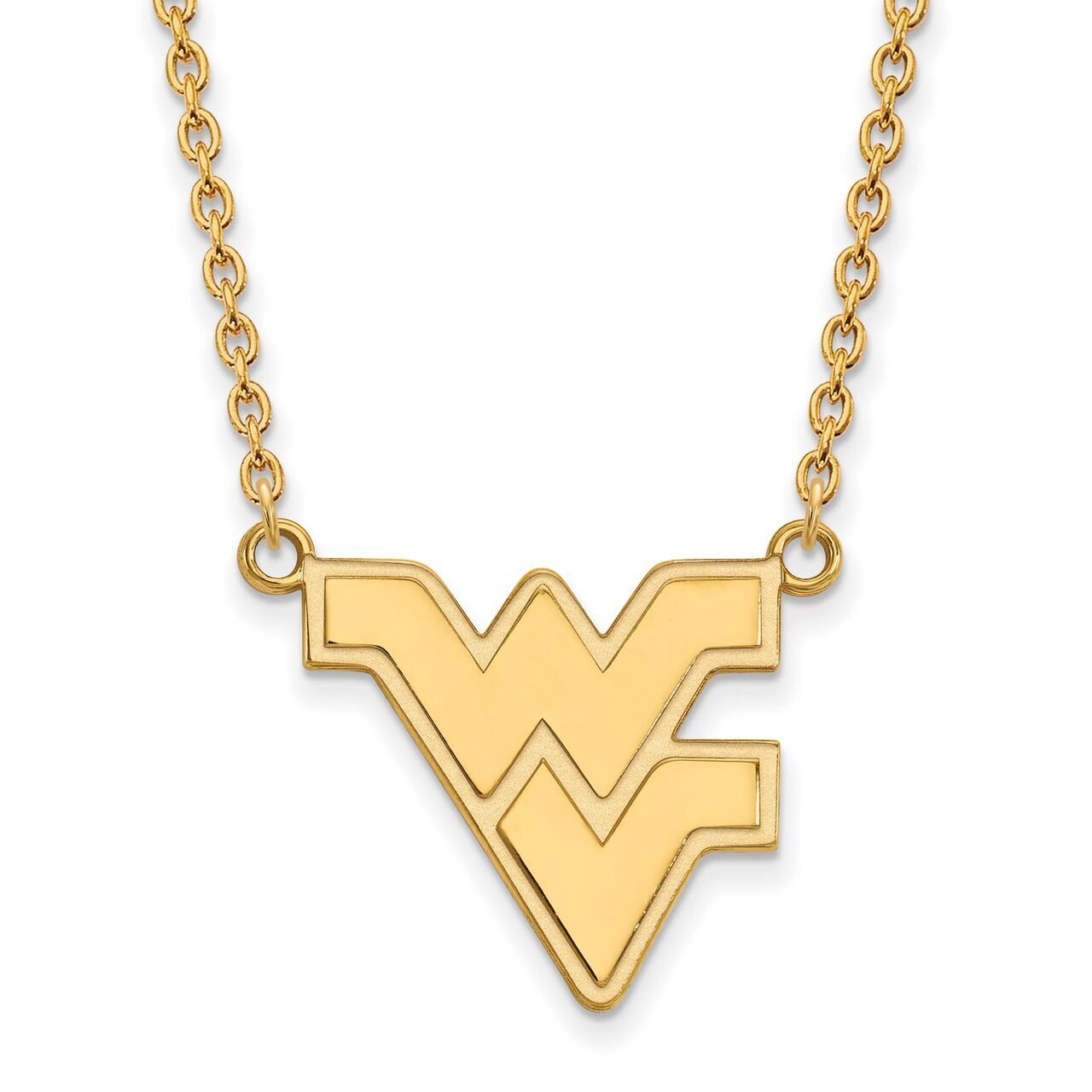 West Virginia University Large Pendant with Chain Necklace 14k Yellow Gold 4Y016WVU-18