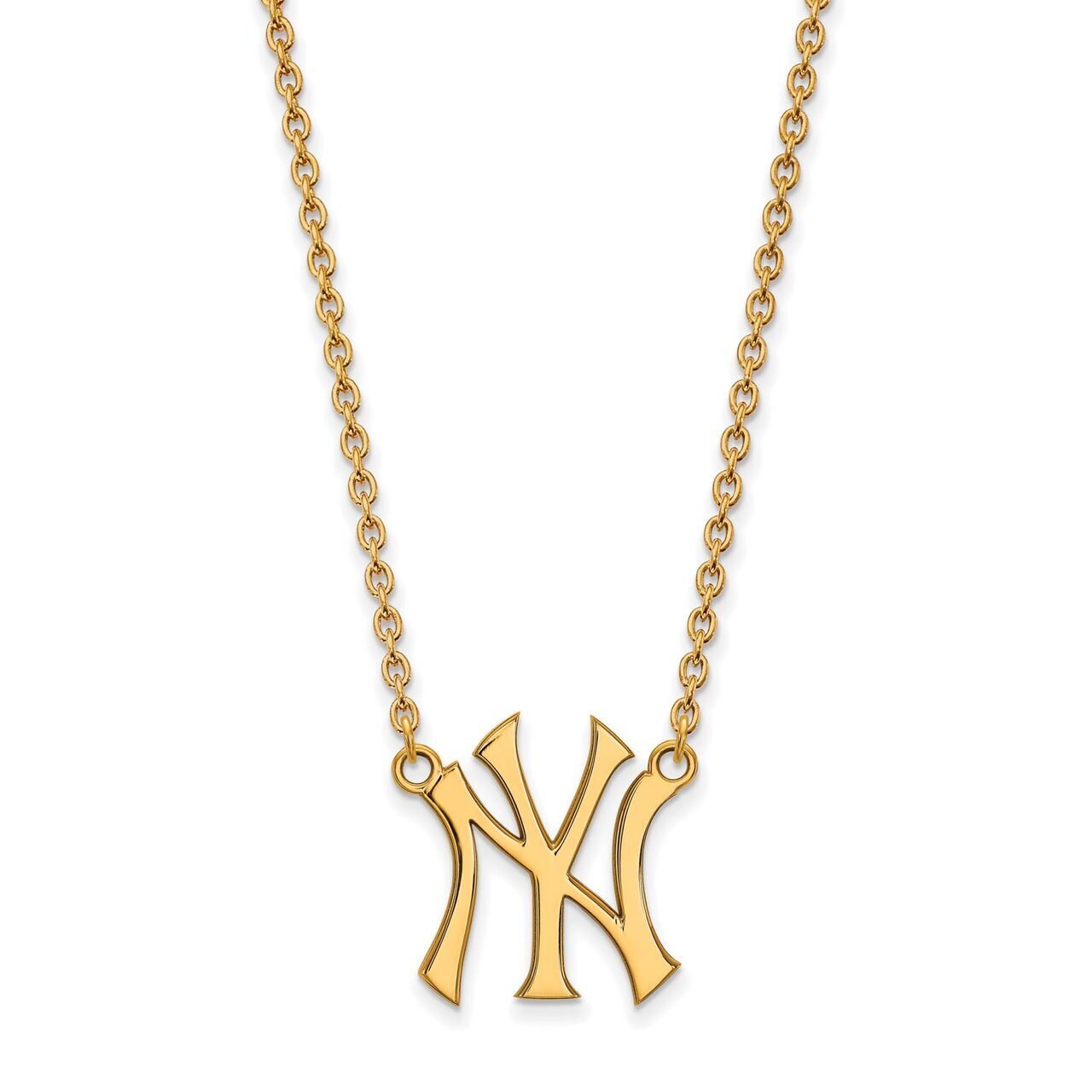 New York Yankees Large Pendant with Chain Necklace 14k Yellow Gold 4Y016YAN-18