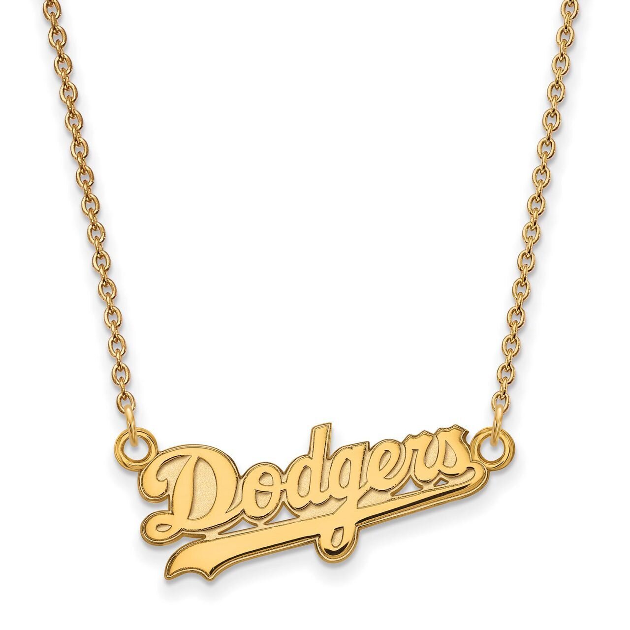 Los Angeles Dodgers Small Pendant with Chain Necklace 14k Yellow Gold 4Y023DOD-18