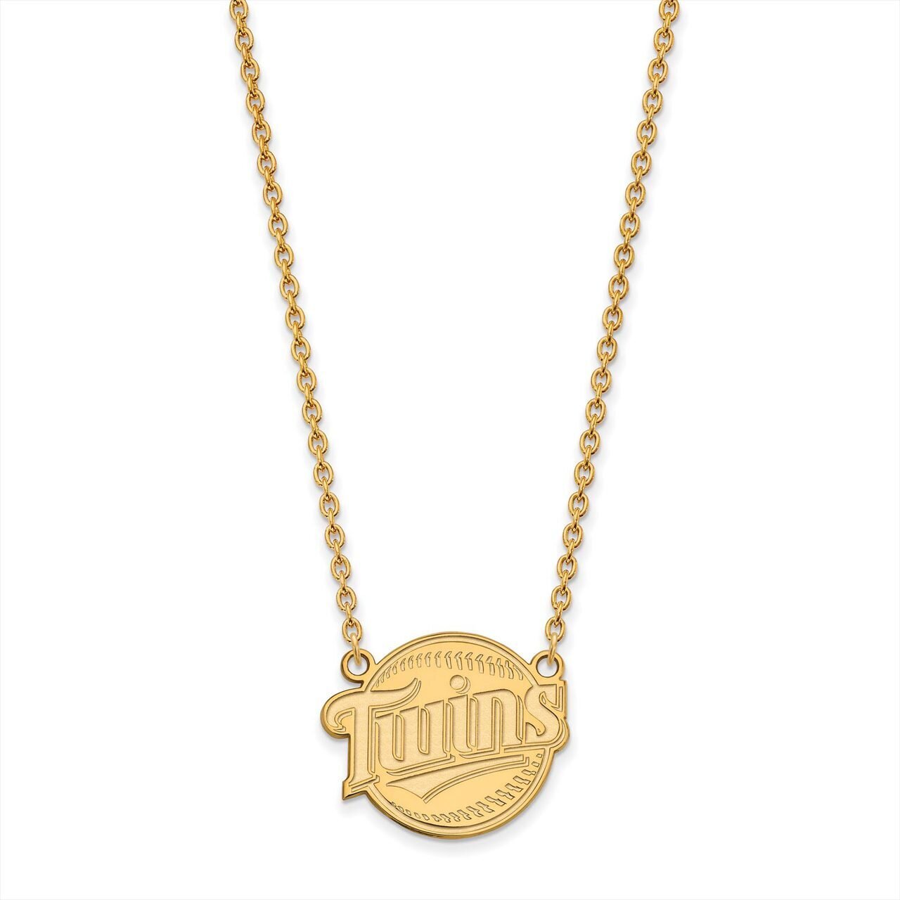 Minnesota Twins Large Pendant with Chain Necklace 14k Yellow Gold 4Y023TWN-18