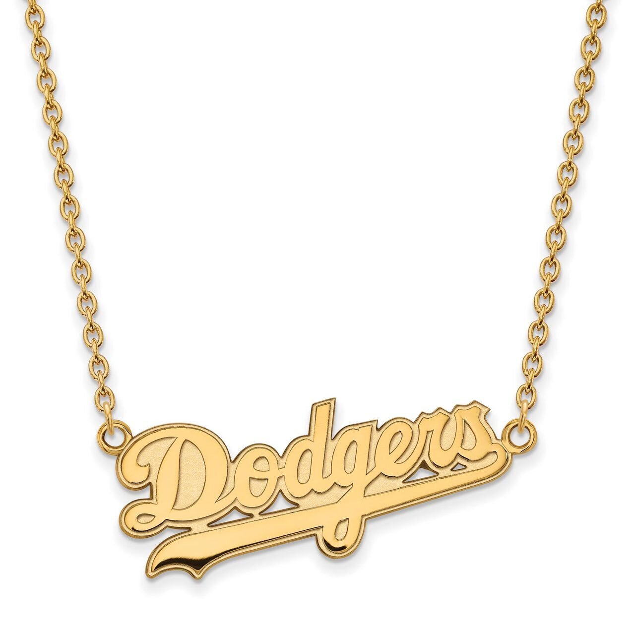 Los Angeles Dodgers Large Pendant with Chain Necklace 14k Yellow Gold 4Y024DOD-18