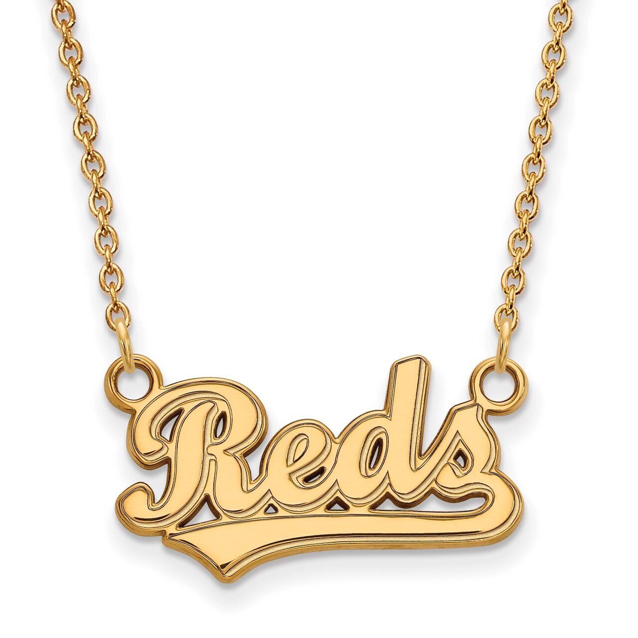 Cincinnati Reds Small Pendant with Chain Necklace 14k Yellow Gold 4Y026RDS-18