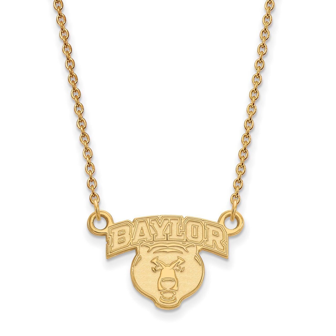 Baylor University Small Pendant with Chain Necklace 14k Yellow Gold 4Y030BU-18