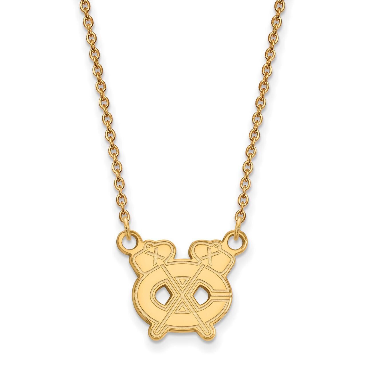Chicago Blackhawks Small Pendant with Chain Necklace 14k Yellow Gold 4Y040BLA-18, MPN: 4Y040BLA-18,…
