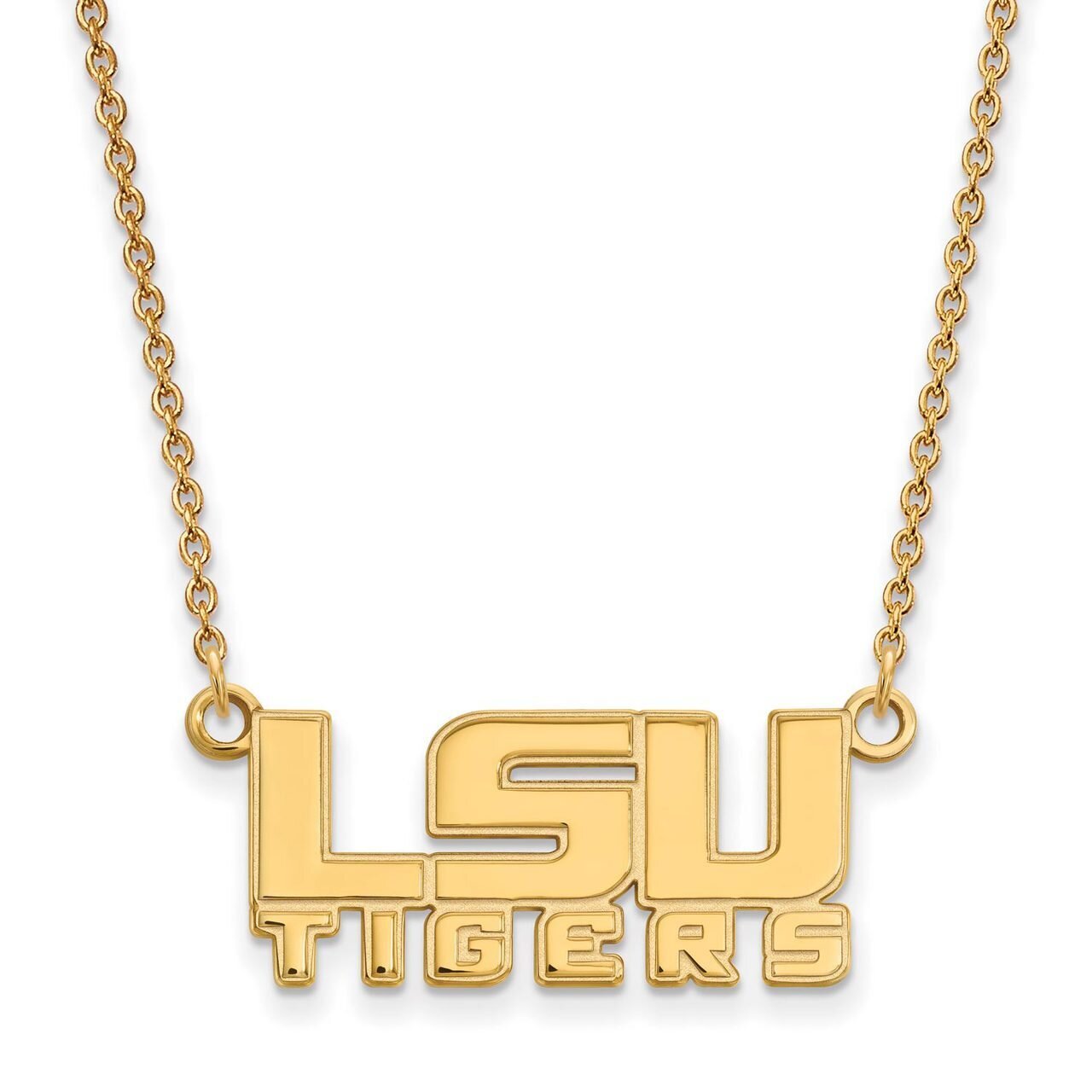 Louisiana State University Small Pendant with Chain Necklace 14k Yellow Gold 4Y047LSU-18