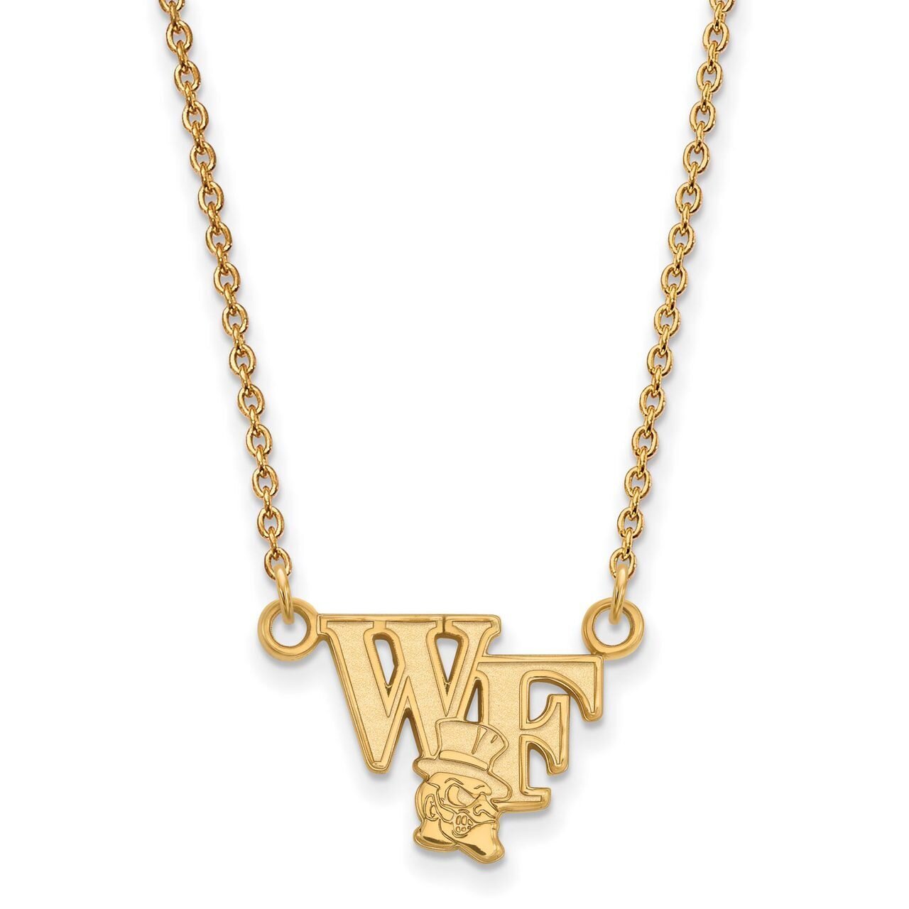 Wake Forest University Small Pendant with Chain Necklace 14k Yellow Gold 4Y047WFU-18