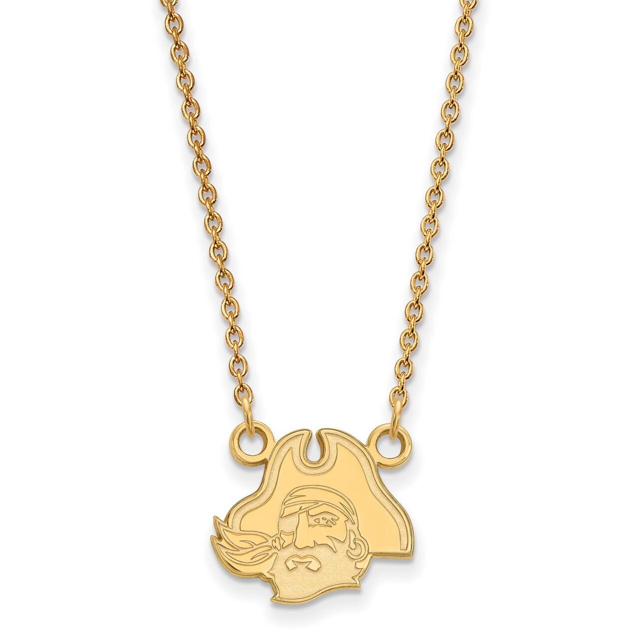 East Carolina University Small Pendant with Chain Necklace 14k Yellow Gold 4Y048ECU-18