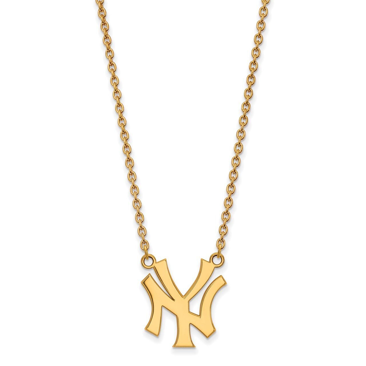 New York Yankees Large Pendant with Chain Necklace 14k Yellow Gold 4Y052YAN-18, MPN: 4Y052YAN-18, 8…