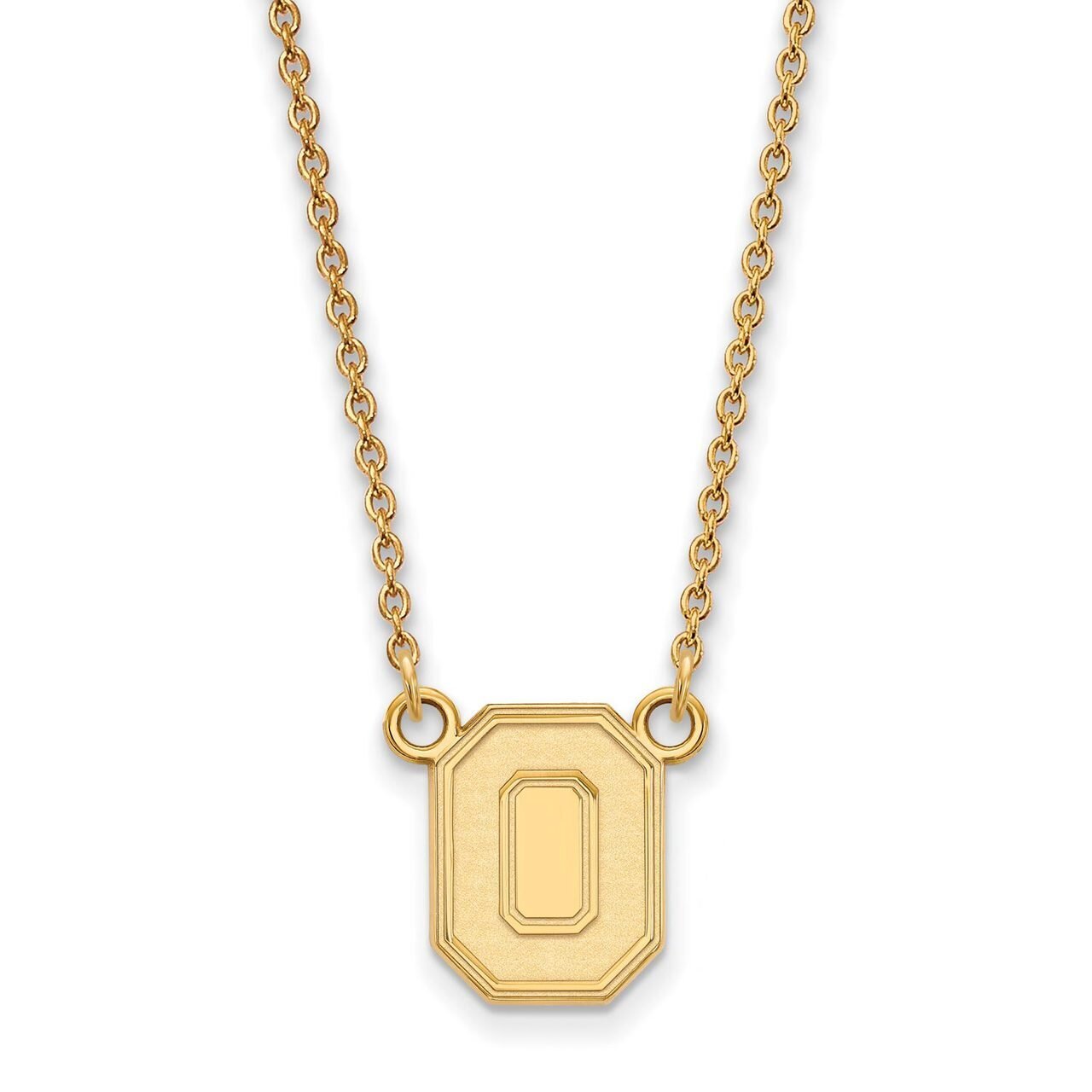 Ohio State University Small Pendant with Chain Necklace 14k Yellow Gold 4Y053OSU-18