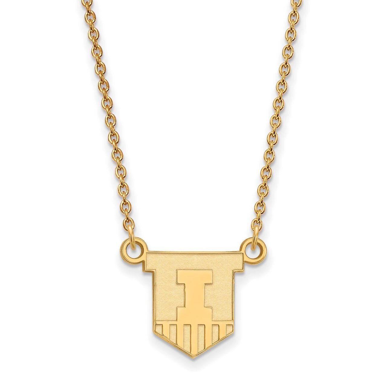 University of Illinois Small Pendant with Chain Necklace 14k Yellow Gold 4Y054UIL-18