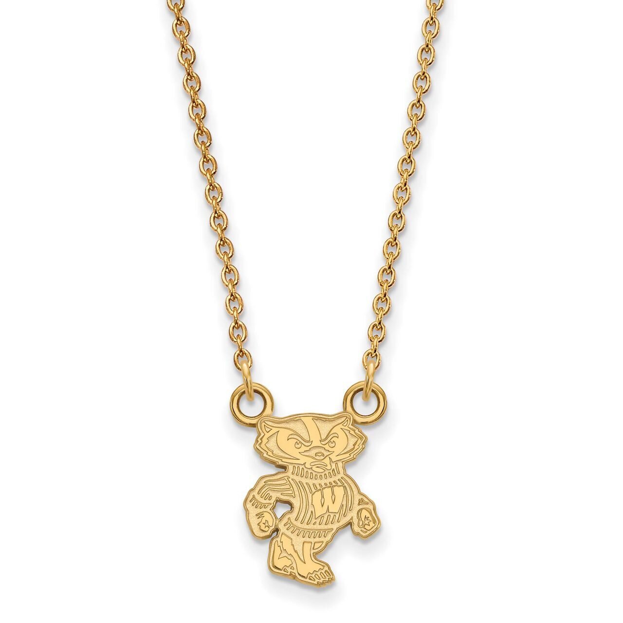 University of Wisconsin Small Pendant with Chain Necklace 14k Yellow Gold 4Y054UWI-18, MPN: 4Y054UW…
