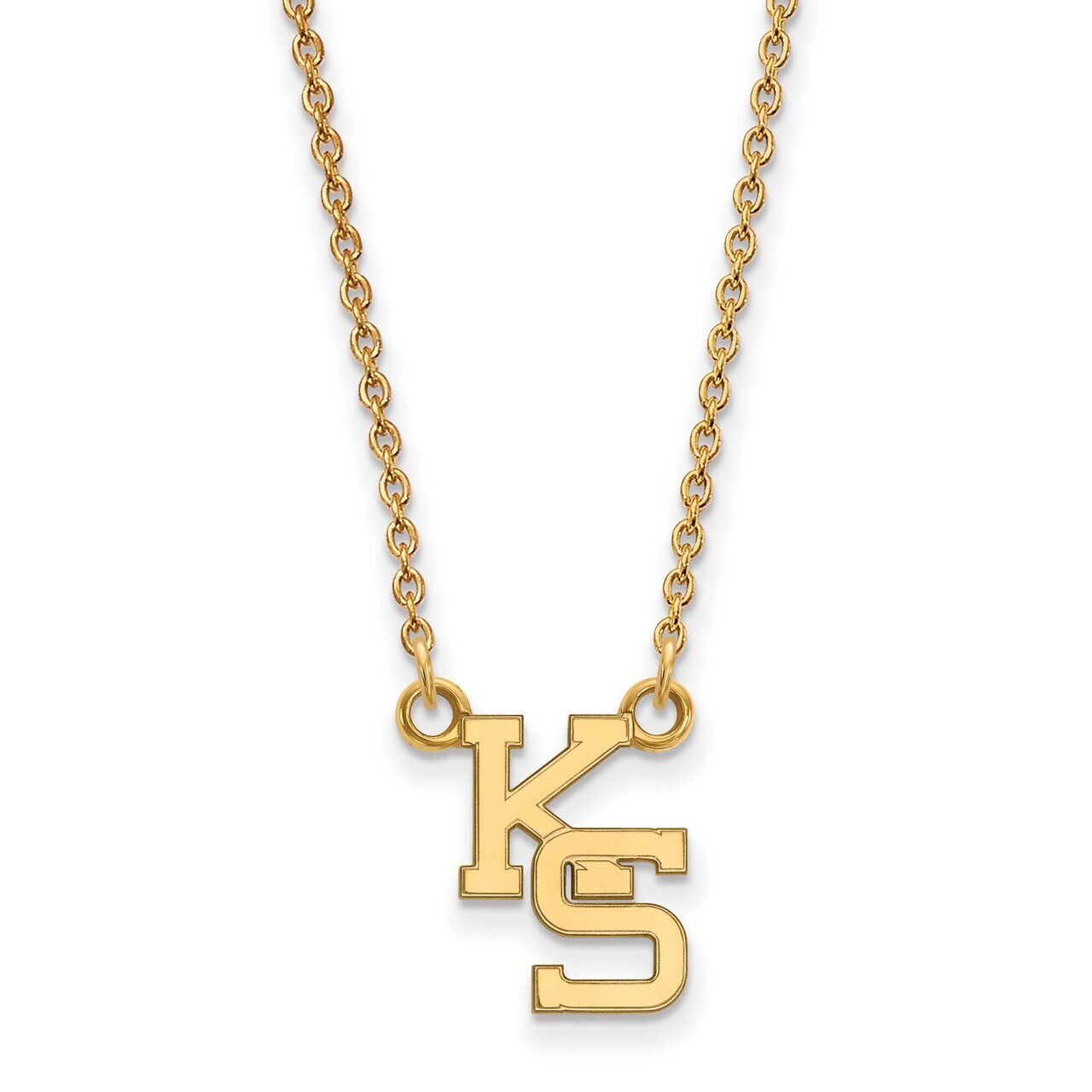 Kansas State University Small Pendant with Chain Necklace 14k Yellow Gold 4Y056KSU-18