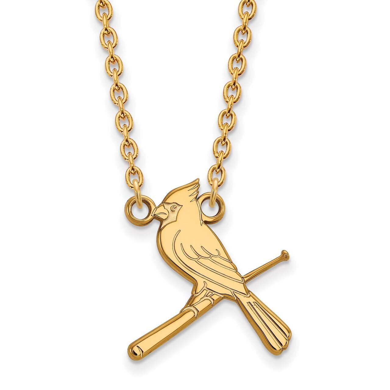Saint Louis Cardinals Large Pendant with Chain Necklace 14k Yellow Gold 4Y061CRD-18