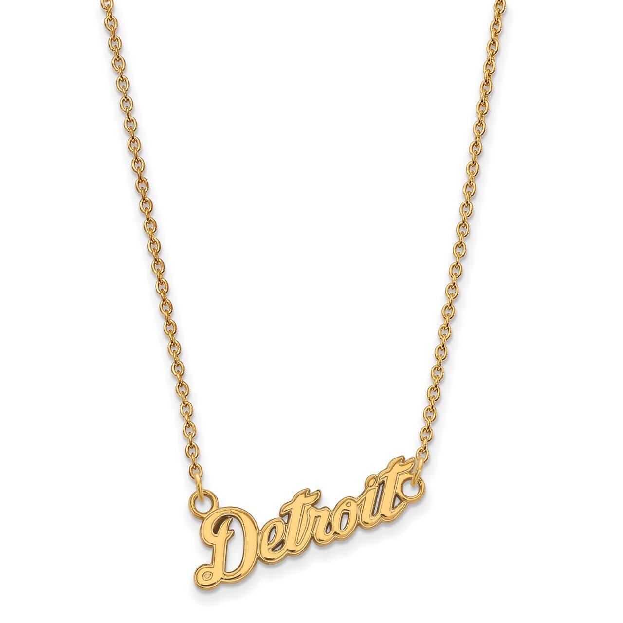 Detroit Tigers Small Pendant with Chain Necklace 14k Yellow Gold 4Y061TIG-18